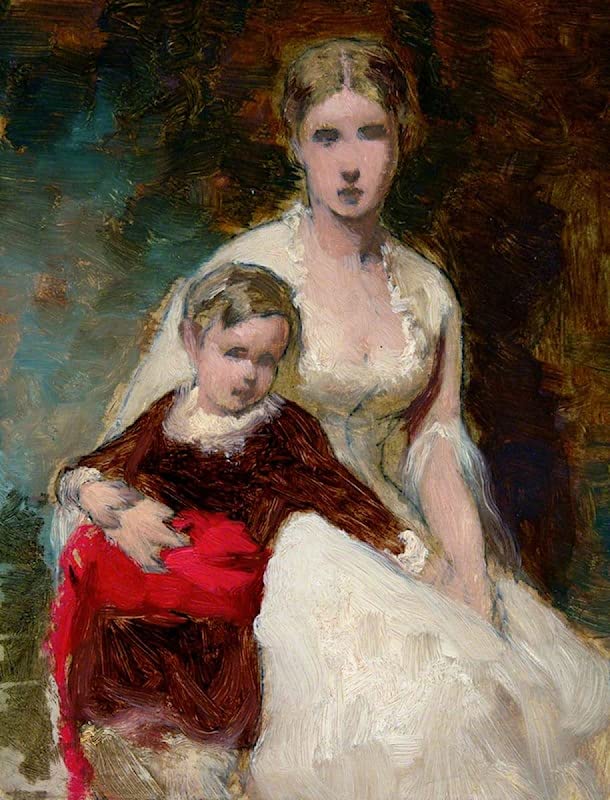 Cuadro en lienzo de George Elgar Hicks, emotiva pintura de mujer y niño para hogar de 60x90cm