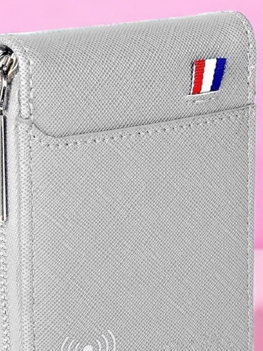 Image of Compact RFID Protected Card Wallet with Expandable Slots Zipper Closure and Currency Pocket (Grey)