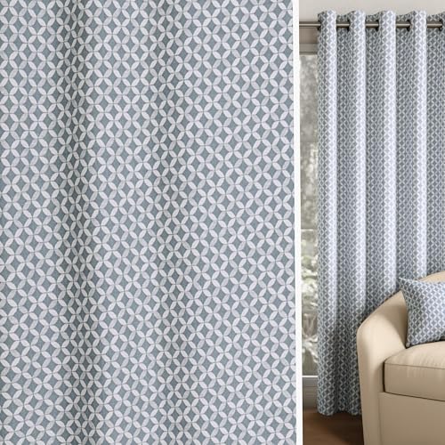 Image of Wakefit Curtain | Door Curtains 9 Feet Long | Set of 2 | Semi Blackout Curtain | Blocks Upto 70% of Light | Rich Jacquard Weave with Textured Detailing | Sky Blue