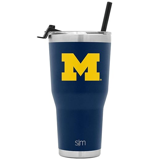 Simple Modern Officially Licensed Collegiate Michigan Wolverines Tumbler with Straw and Flip Lid | Insulated Stainless Steel 30oz Thermos | Cruiser Collection | University of Michigan