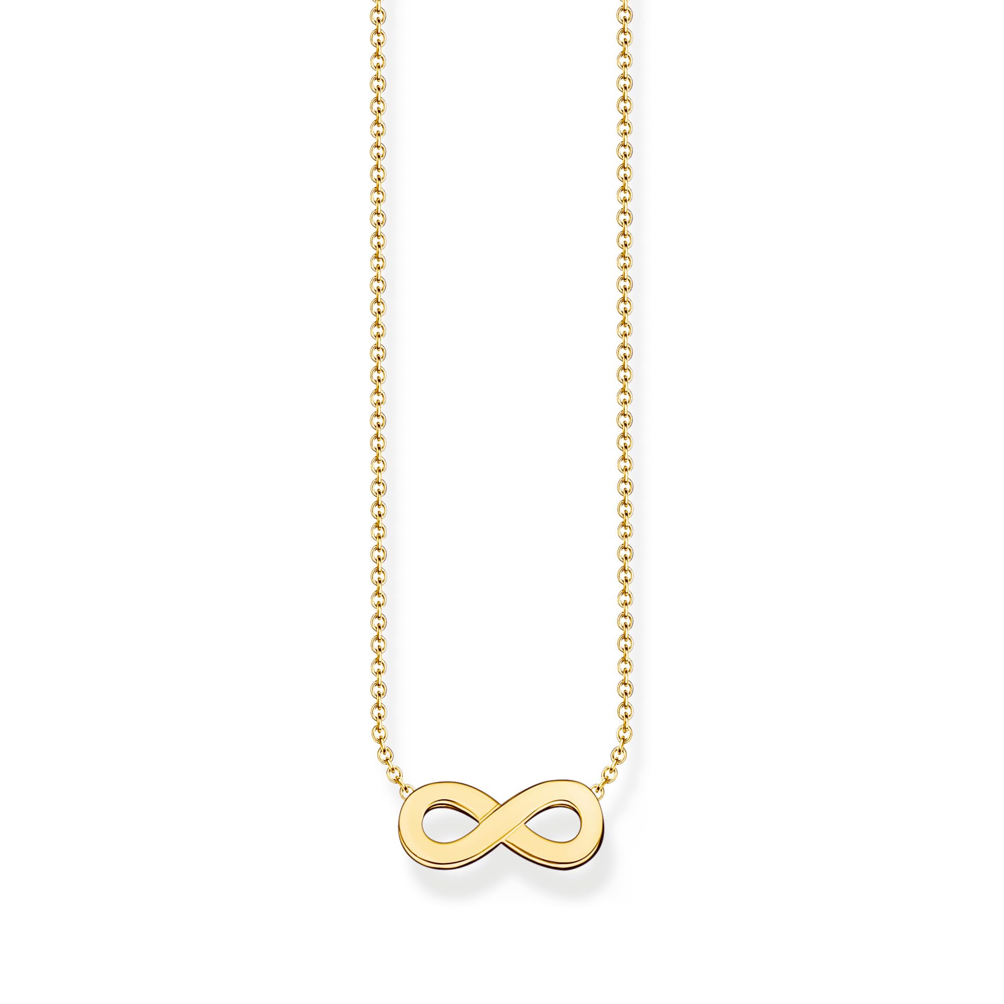 Thomas Sabo Infinity Pendant Necklace in Gold Plated Silver KE2221-413-39, Sterling Silver, No Gemstone