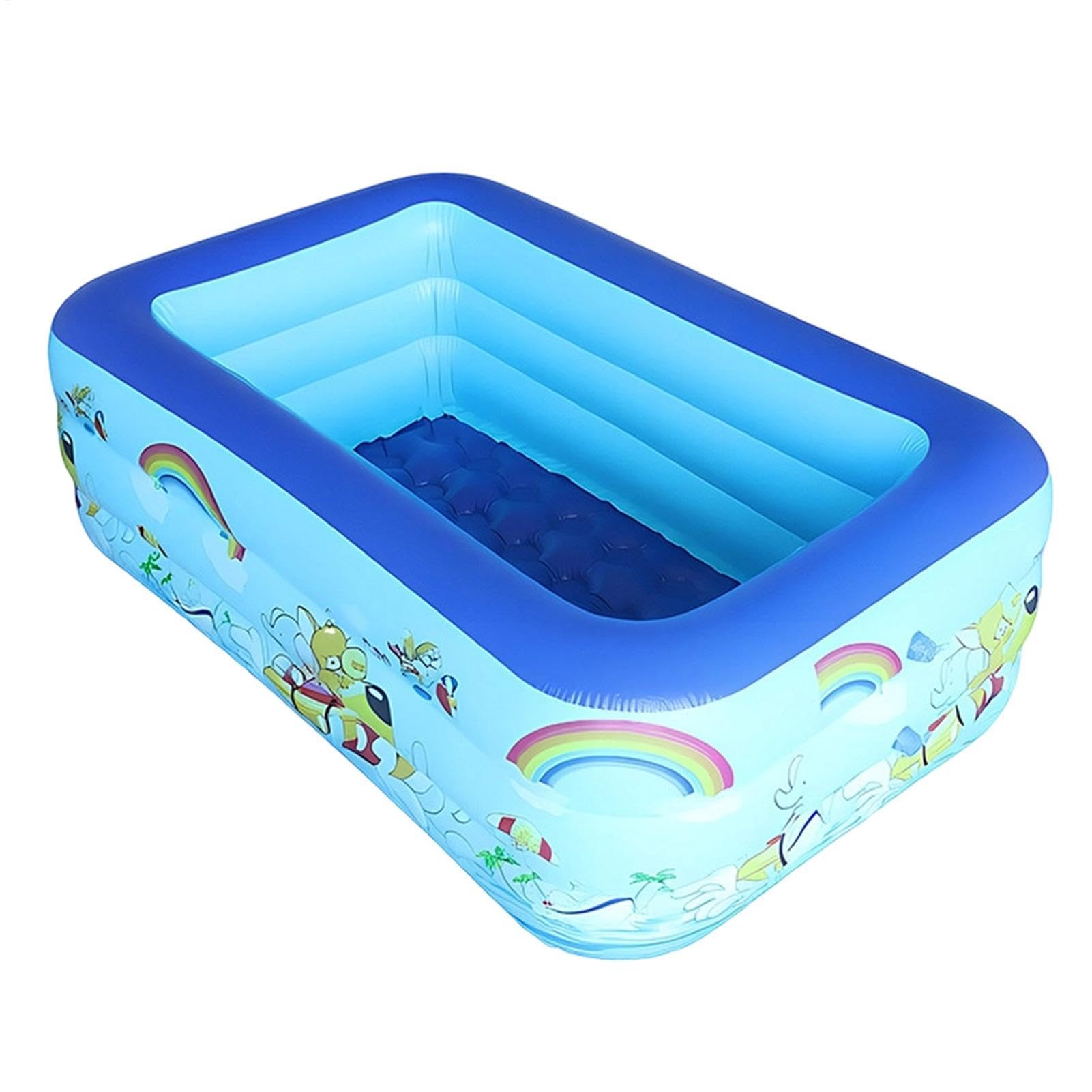 Rectangular Paddling Pool For Kids Adults, Inflatable Family Swimming Pool