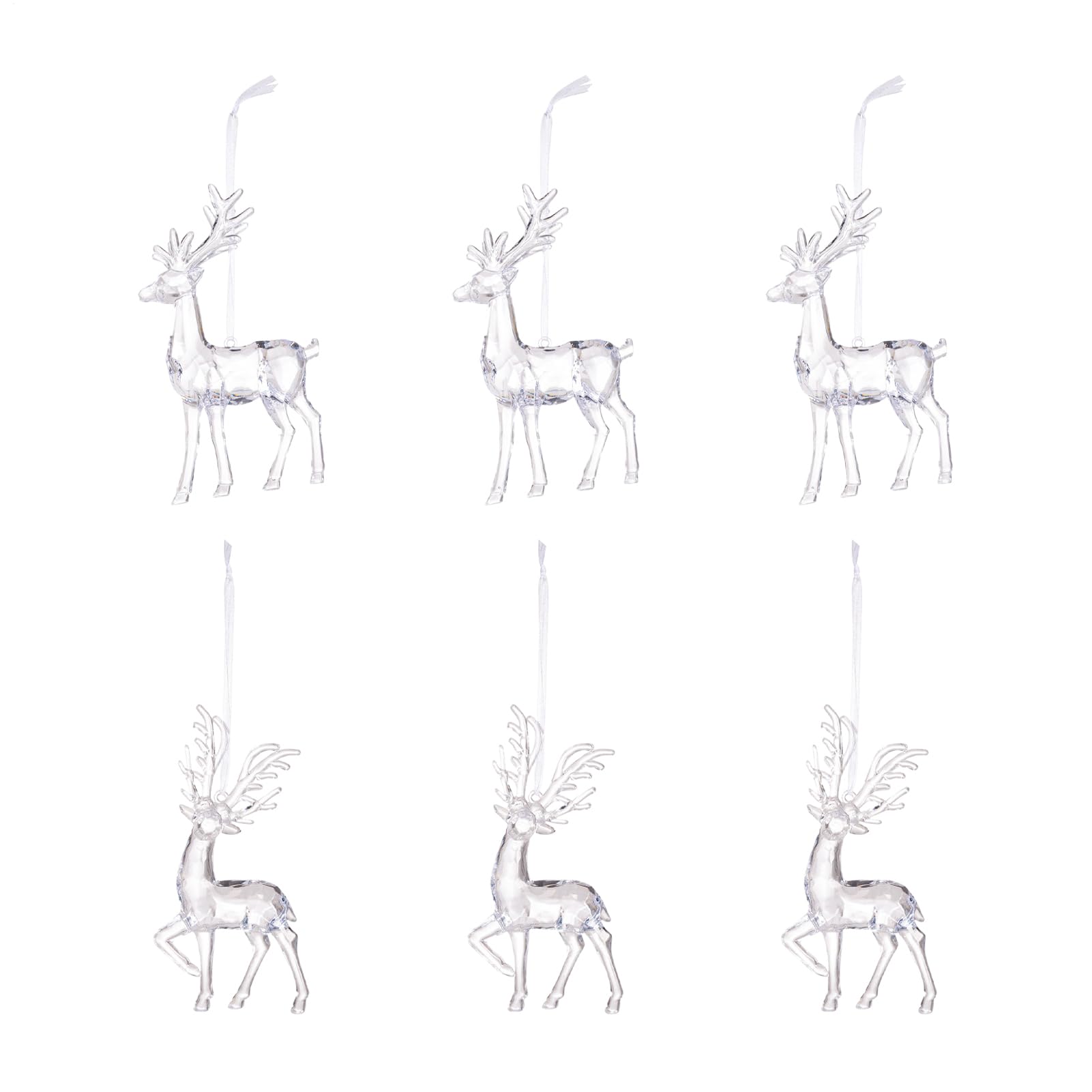 Décoration de Noël élan acrylique transparent suspendre maison intérieur extérieur fenêtre lot de 6