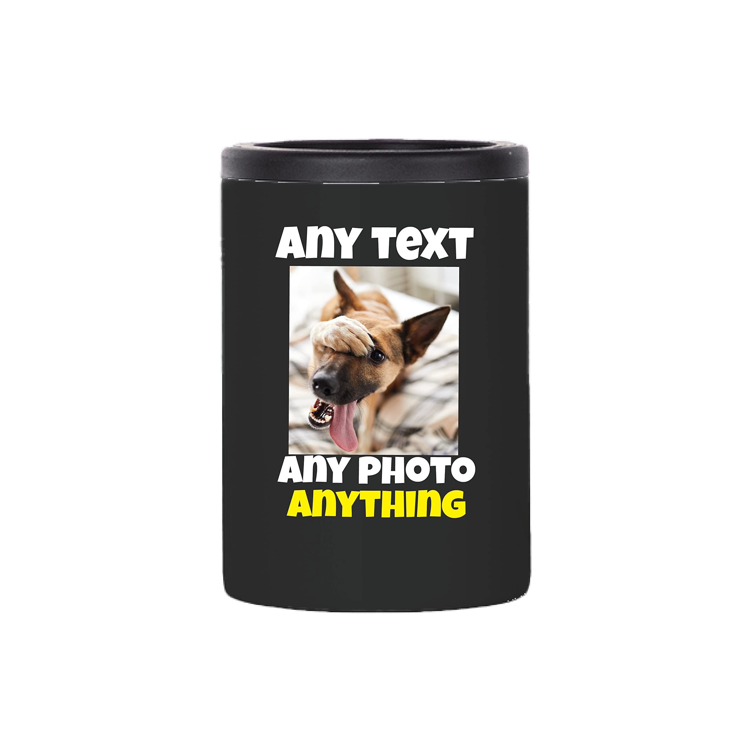 Custom Stainless Steel Can cooler WYCO Products customizable can insulation (Black)