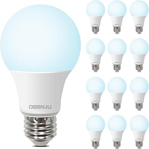 DEGNJU Bombillas LED, luz diurna, de 5000 K, equivalentes a 60 W, bombillas estándar A19, 800 lm, 15,000 horas, base E26, no regulables, de 8.5 W,