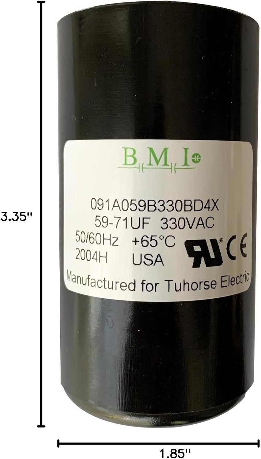 BMI 59-71 MFD (uF) Motor Start Capacitor, Compatible Replacement Part for U17-1423 and The Start Cap in TCB15M230. Made in USA for Tuhorse