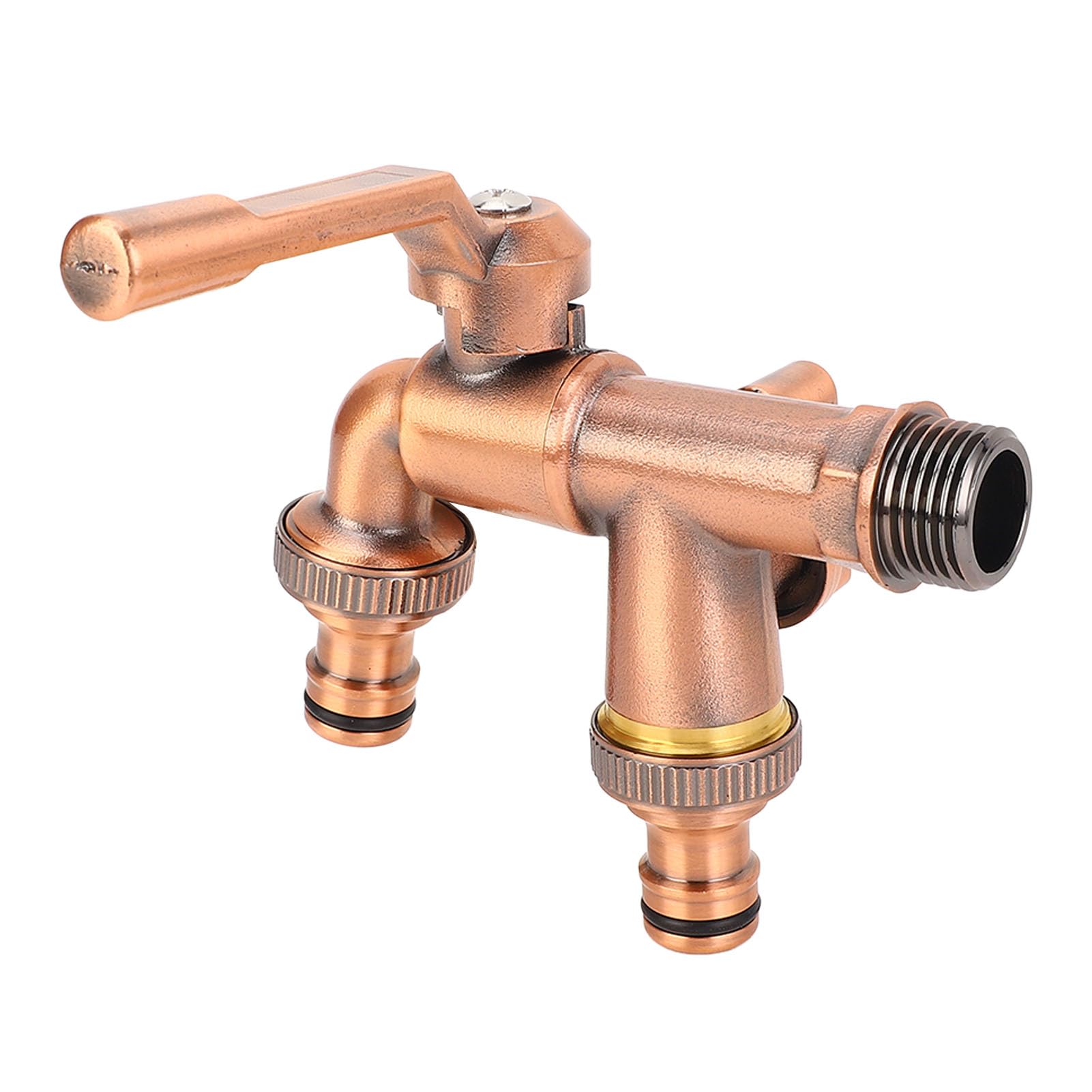 Robinet double en laiton de 3/4" avec distributeur de tuyau d'arrosage à 2 voies, double sorties de 25 mm, robinet de jardin extérieur