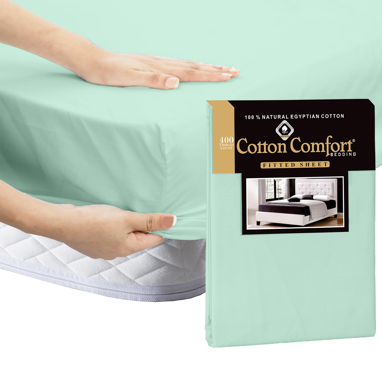 EverSoft Bedding 3PCS 100% Egyptian Cotton Small Double Size Fitted Sheet Set, 40cm Extra Deep with Pillowcase Pair, 400 Thread Count Luxury Bed Sheets - Small Double Size