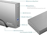 Vista 5 de RSHTECH Caja de disco duro SATA de aluminio de 3,5 pulgadas+caja de disco duro externo RSHTECH de 3,5 pulgadas USB 3.0 a SATA