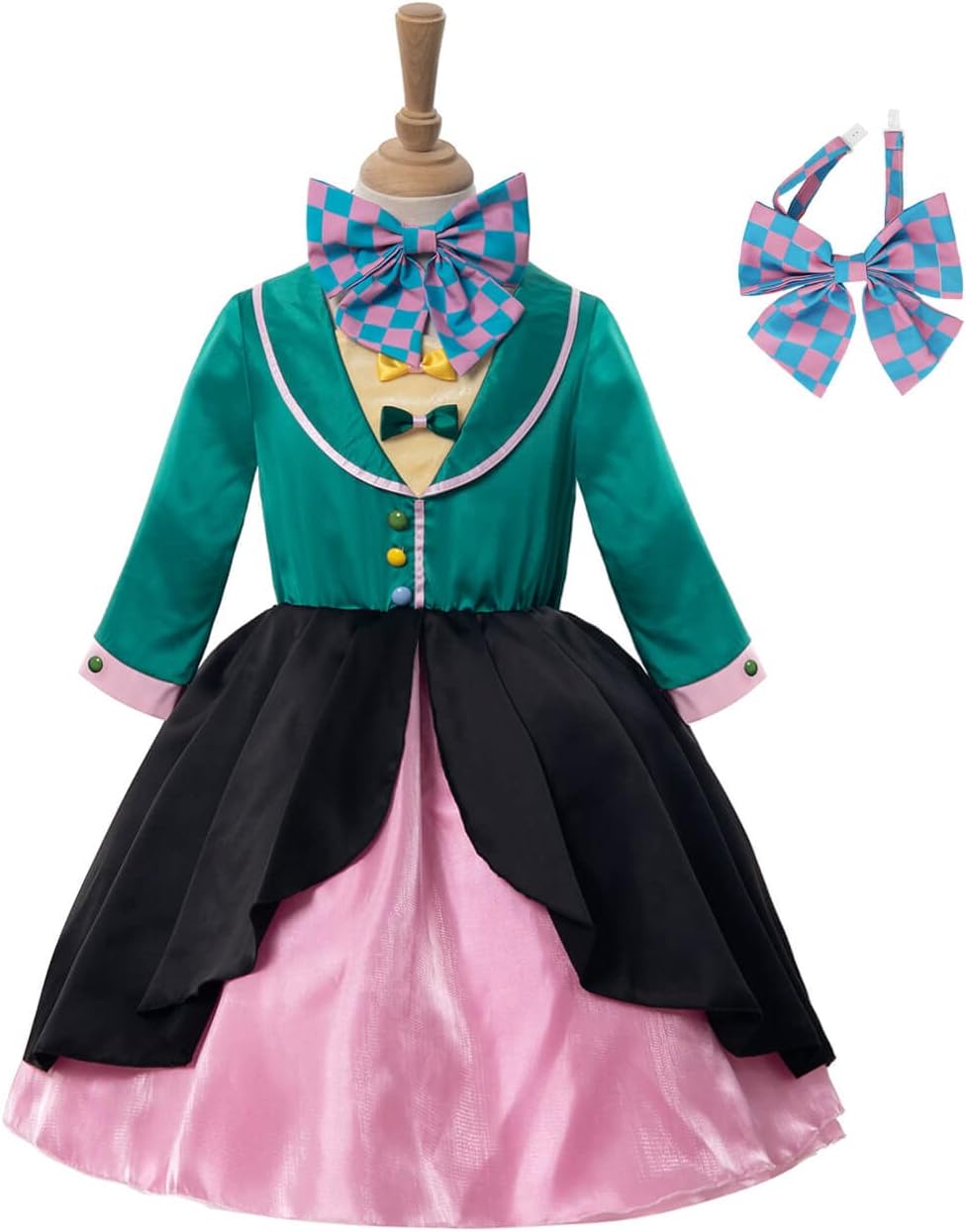 Nuoqi Girls Mad Hatter Costume Mad Hatter Tea Party Costume Halloween Dress with Hat - Image 8