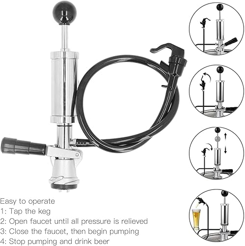 Miniatura 4 de 4in Thread Beer Keg Pump Stainless Steel Keg Party Pump with Tap for American D System Kegs Beer Growler Tap System Beer Dispenser