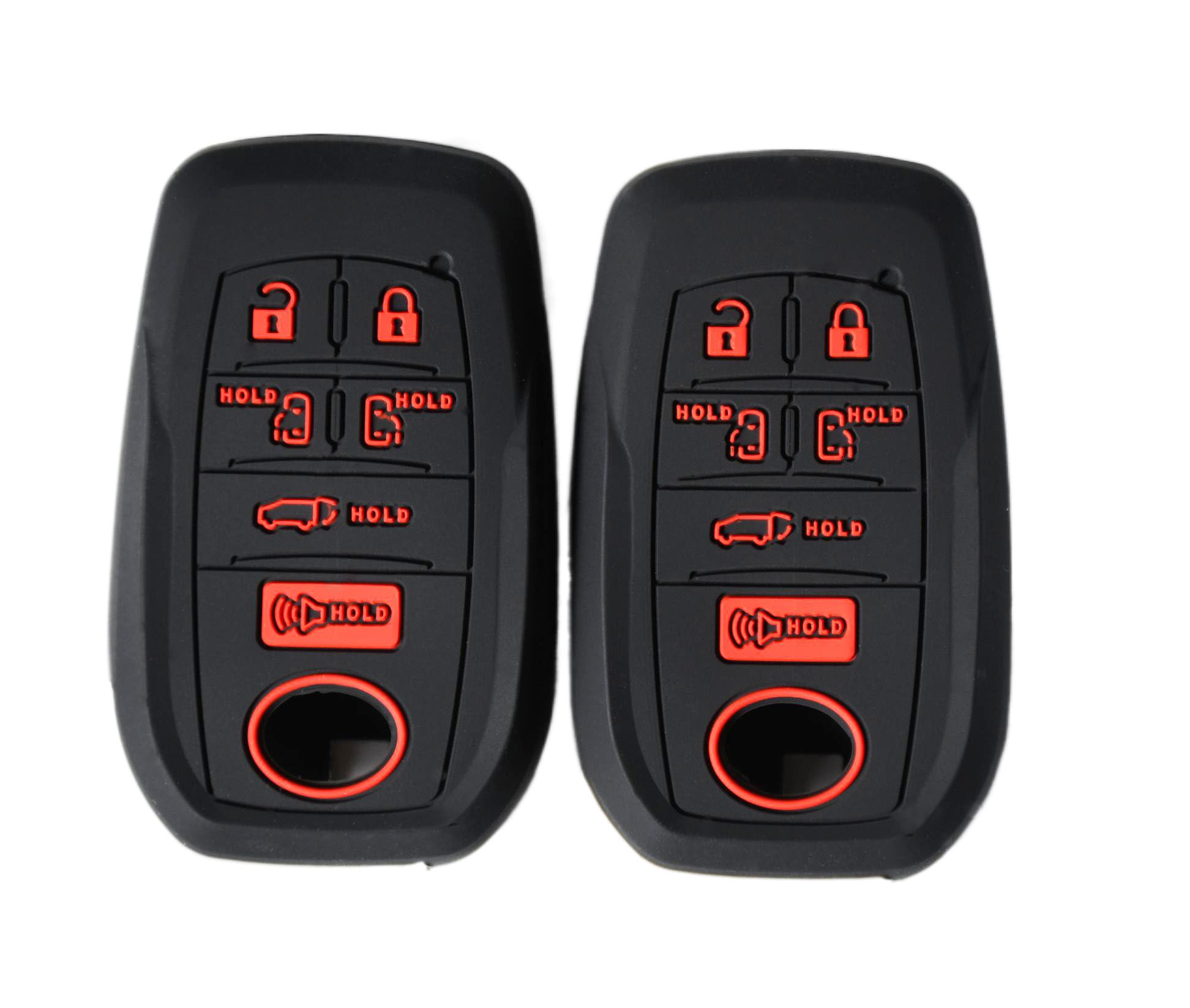 Silicone Key Fob Cover Case with Red Buttons for Toyota Sienna XSE Platium AWD 2021 2022 2023 2024 2025 6 Buttons Remote Keyless