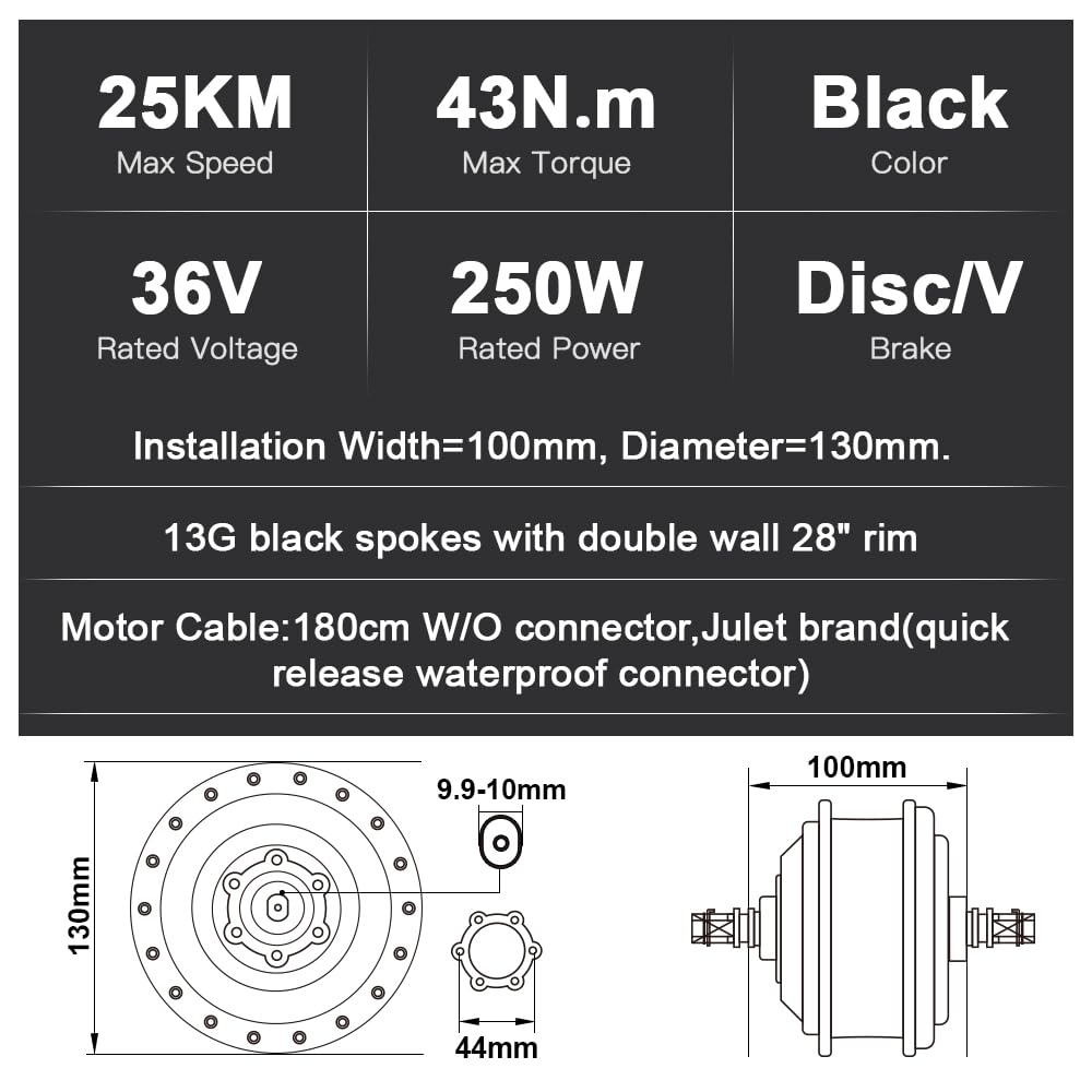 Season 26/28 Pollici 700c Kit Conversione Bici Elettrica 250W Motore Anteriore 36V-13Ah 15.6Ah 18Ah Ebike Batteria con Controller Integrato et caricatore
