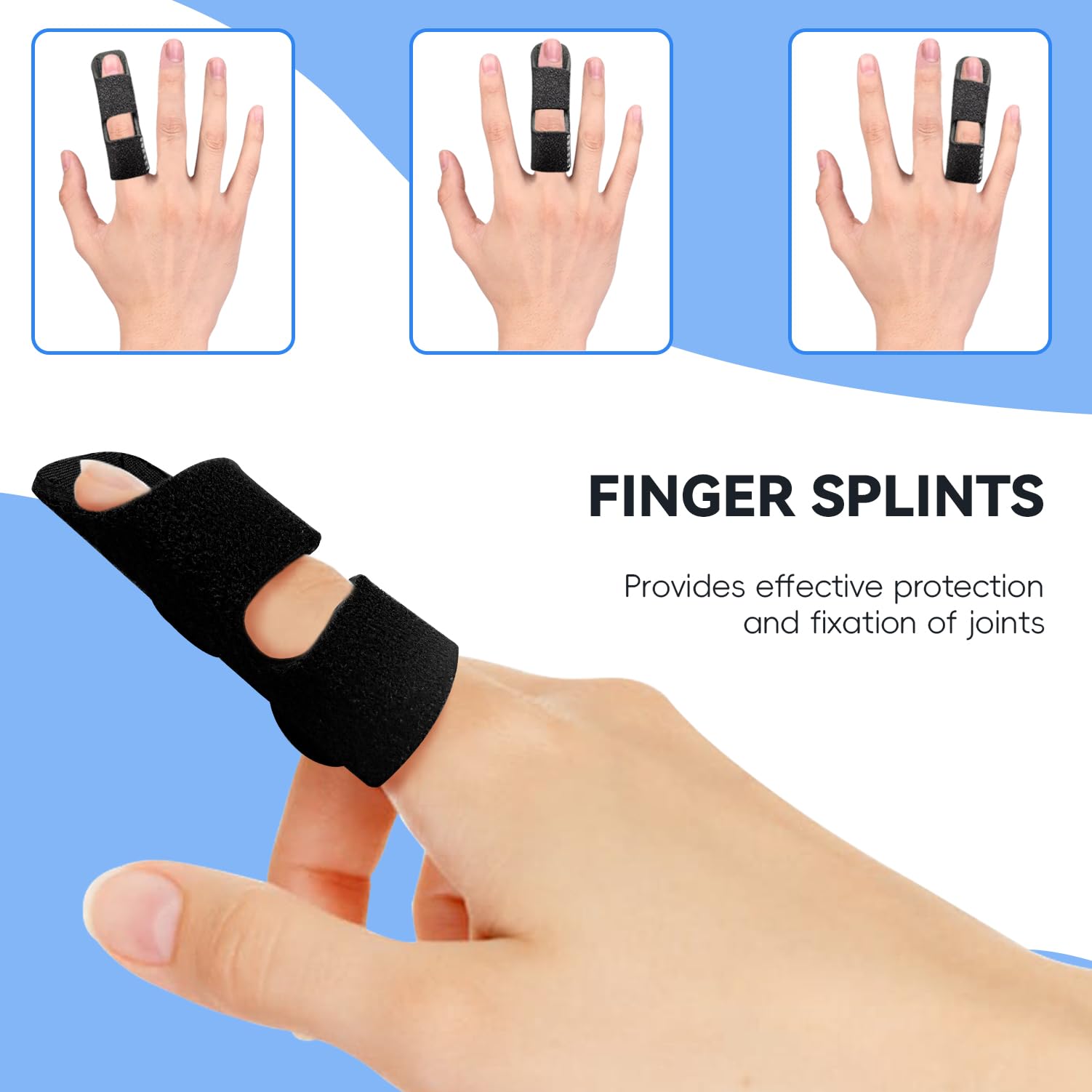 Bozenu Finger Splint, Universal Trigger Finger Brace for Broken/Arthritis Pain and Sprain Relief, Trigger Finger Splint for Middle, Index, Ring (2 Pack,Black) 1