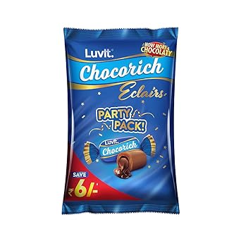 LuvIt. Chocorich Classic Eclairs Chocolate | Birthday Party Pack | 78 Eclairs, 390gm - image, photos
