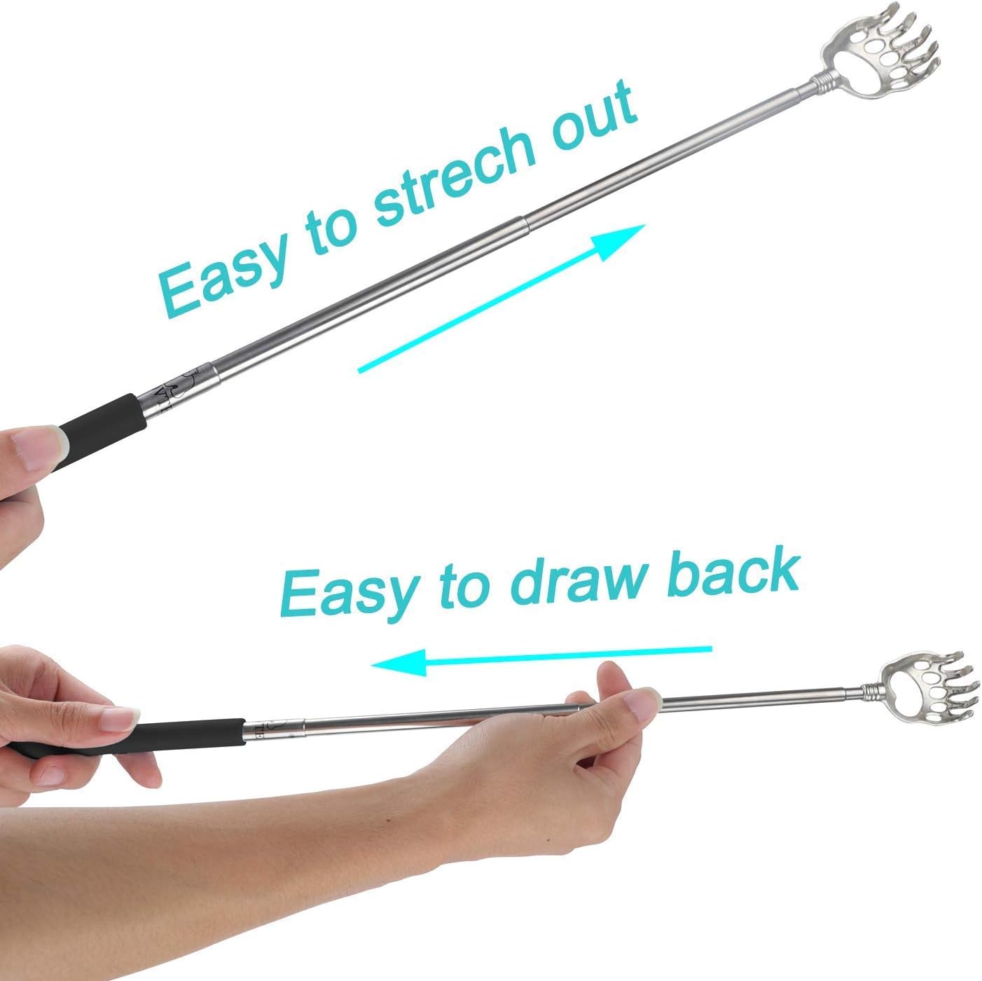 Wulankd Self-Massager Therapeutic Back Scratcher - Telescoping Back Scratcher - Extendable Telescope Back Scratchers - Bear Claw Metal Telescopic Backscratcher Eliminating Back Itching (Black)