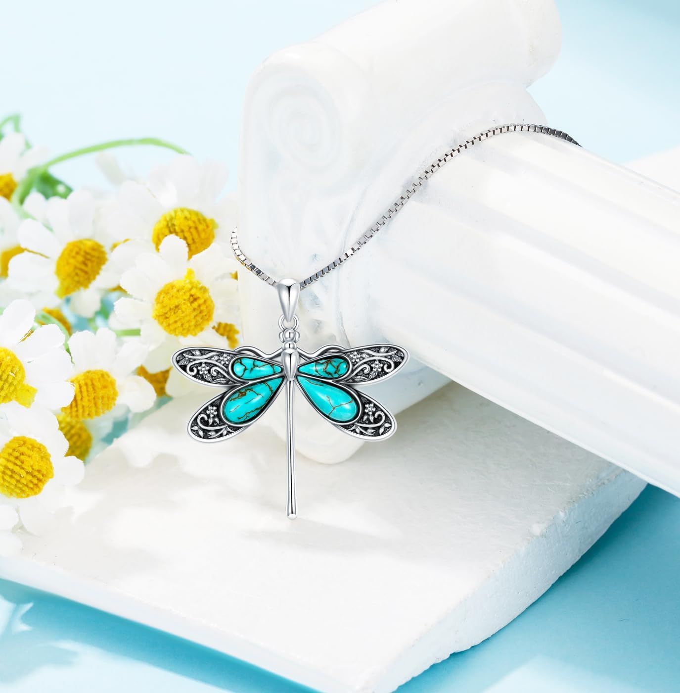 Genuine Dragonfly Turquoise Jewelry Set for Women, Sterling Silver Vintage Native American Western Jewelry Birthdays Gift for Women - Image 6