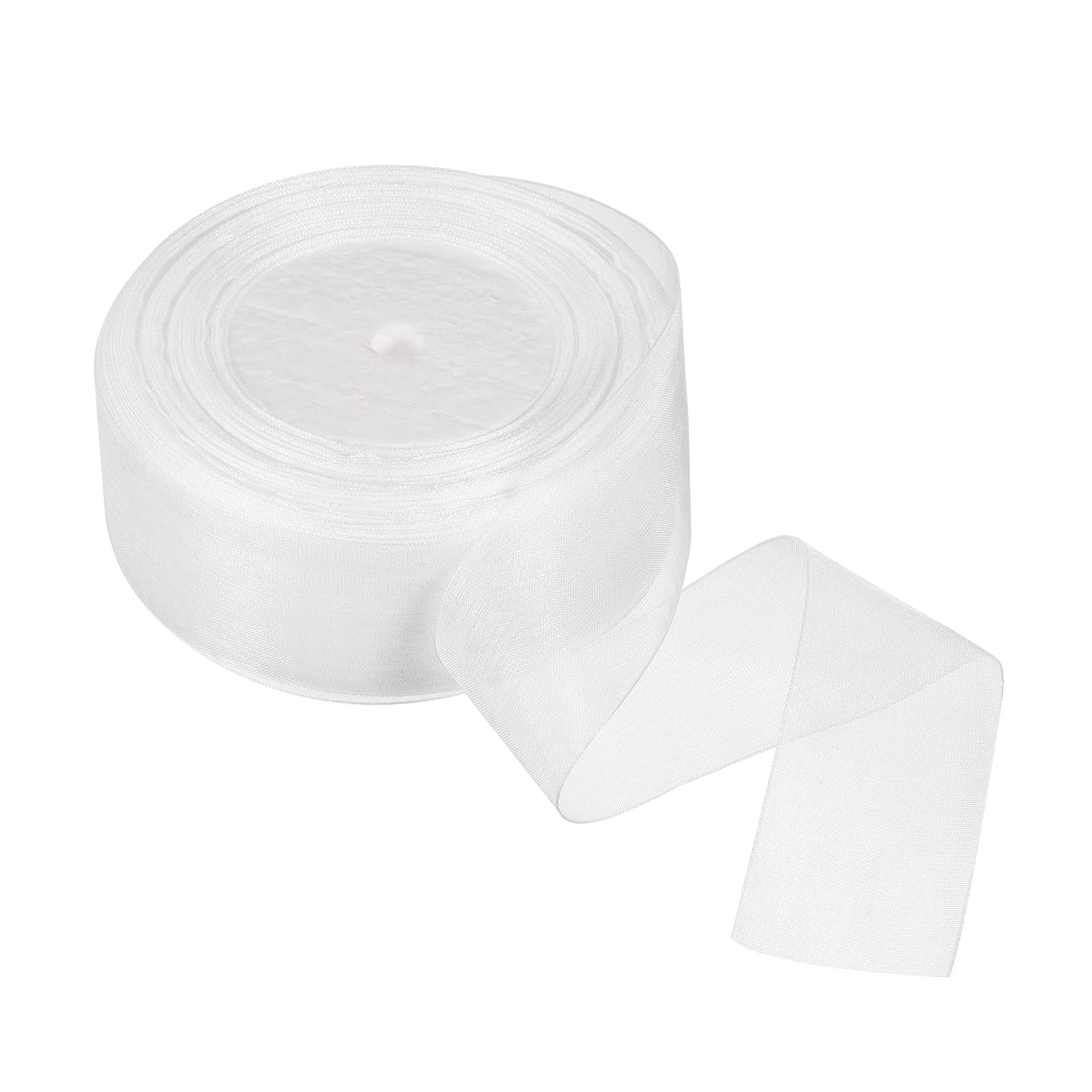 PATIKIL Sheer Organza Ribbon 1-37/64 Inch 50 Yard, 1 Roll Chiffon Decoration Fabric for Gift Wrapping Crafts Wedding Bouquet White