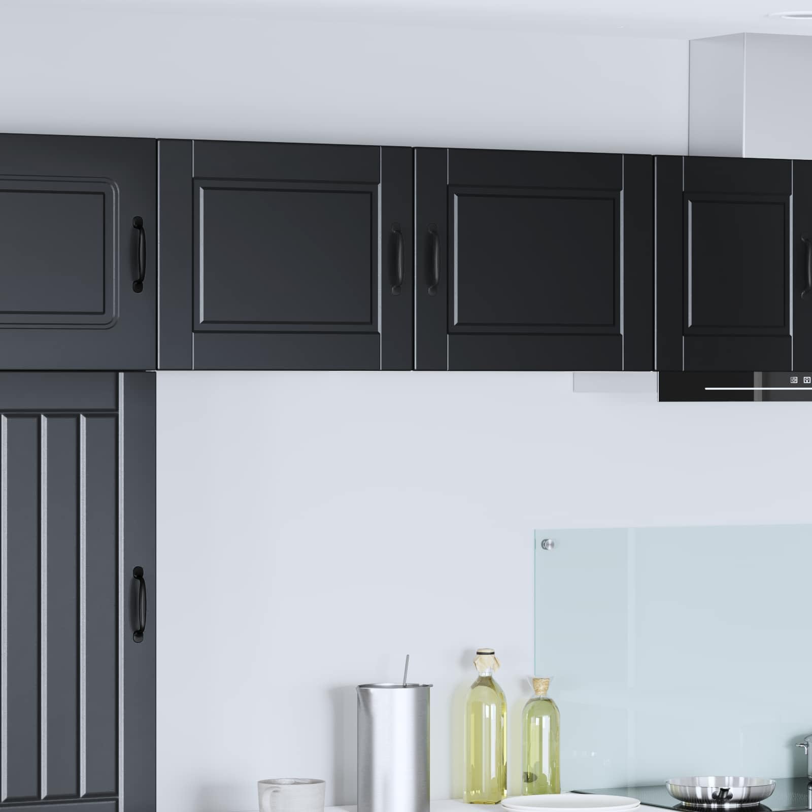 Meuble mural Porto en bois noir avec porte 50x31x40 cm