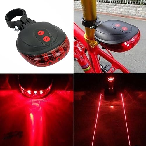Miniatura 2 de Bicicleta 2 láser 5 LED lámpara luz trasera intermitente ciclismo bicicleta cola seguridad advertencia