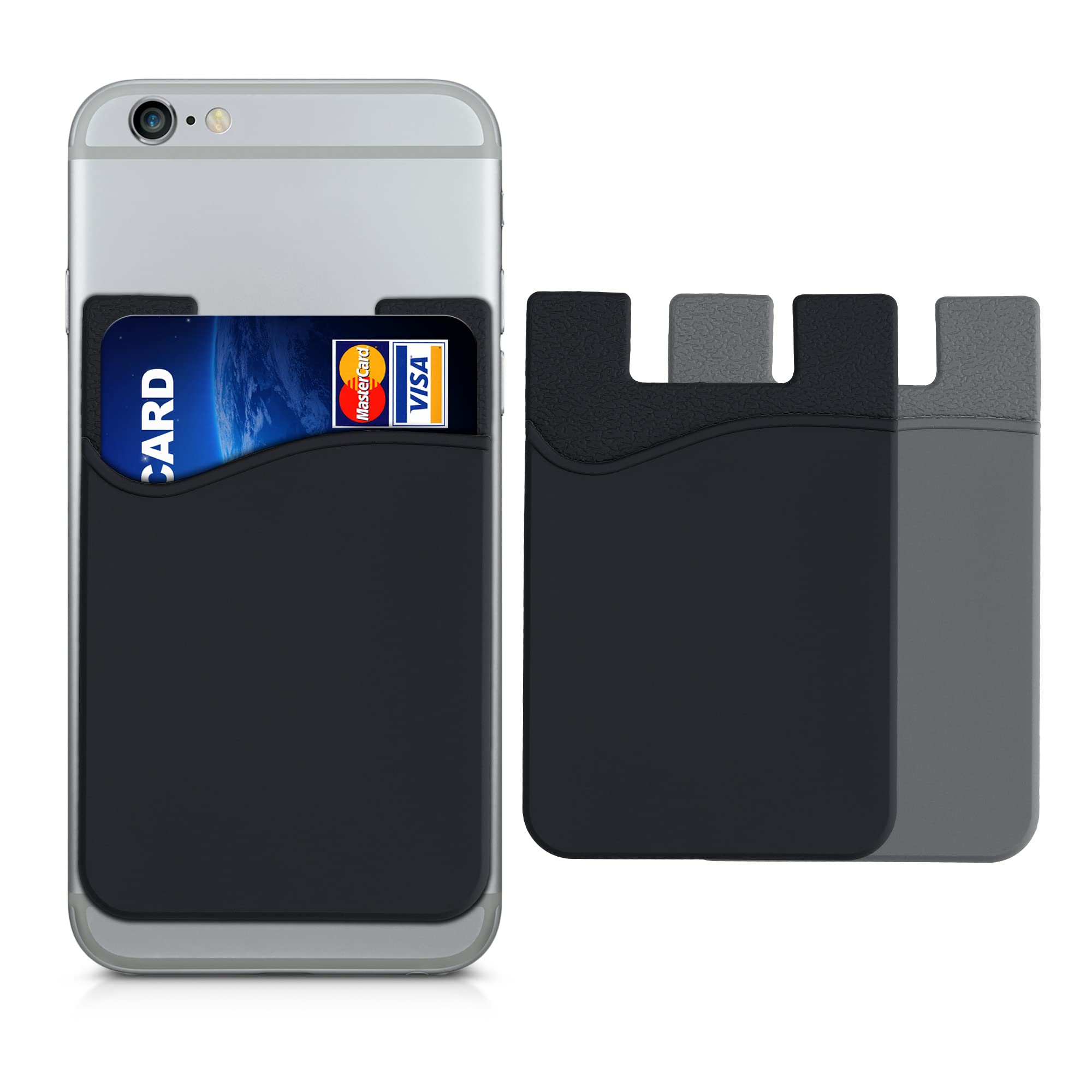 kwmobile Porte-Carte Adhésif Silicone pour Smartphone - Pochette Autocollante Format Carte Bleue