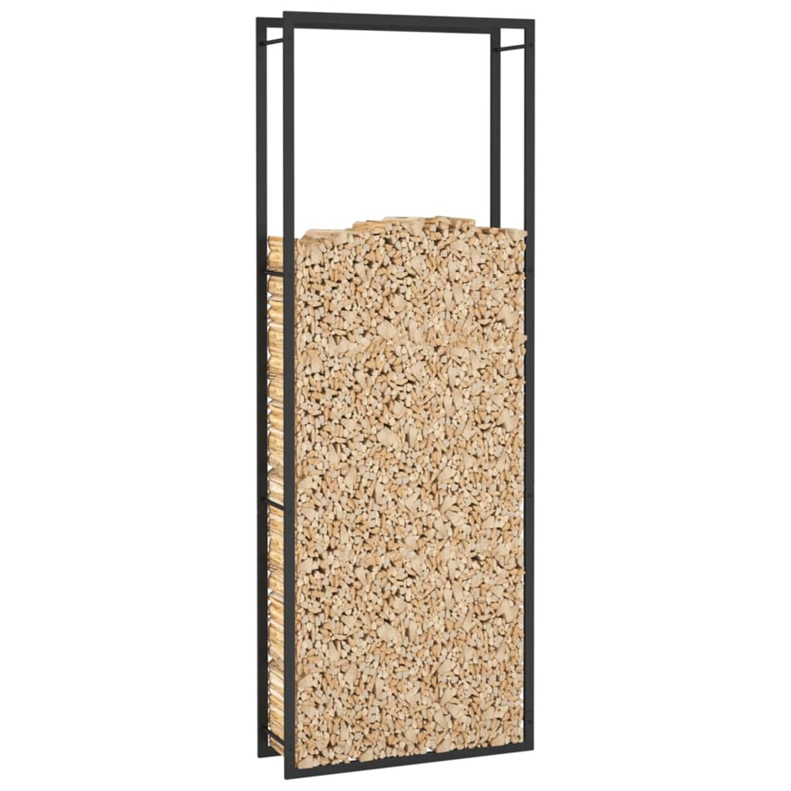 Rantry Holzregal schwarz matt 80 x 28 x 222 cm aus Stahl, Holzregal für den Innenbereich, Holzregal für Kamin, Holz für den Innenbereich, stapelbar, Holzregal aus Holz