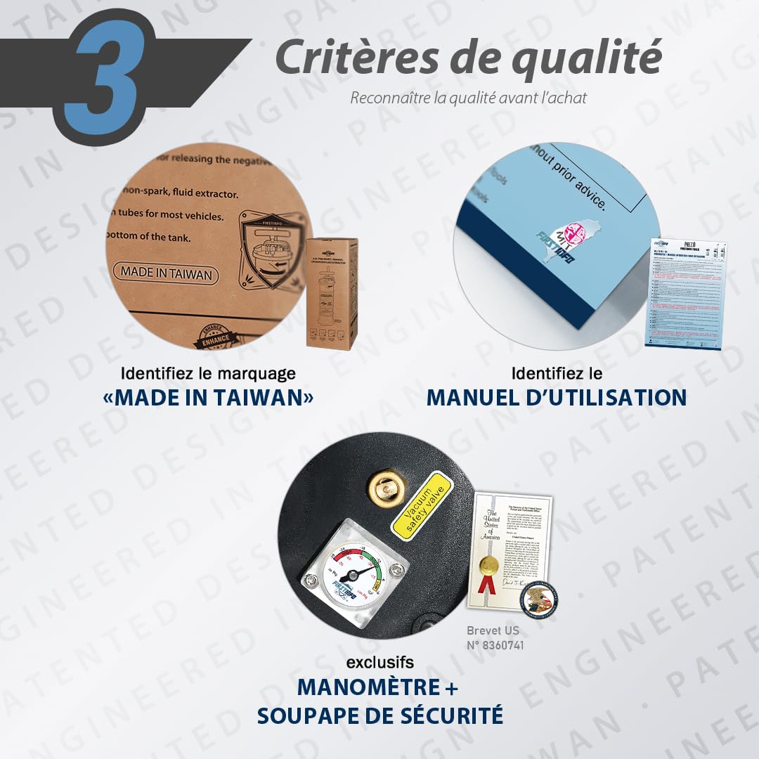 FIRSTINFO A1106H | Extracteur d’Huile 15L Manuel | 3ᵉ génération breveté | Soupape de sécurité | 5 tuyaux Dont Un Ultra-Fin,130 cm | fabriqué à Taïwan