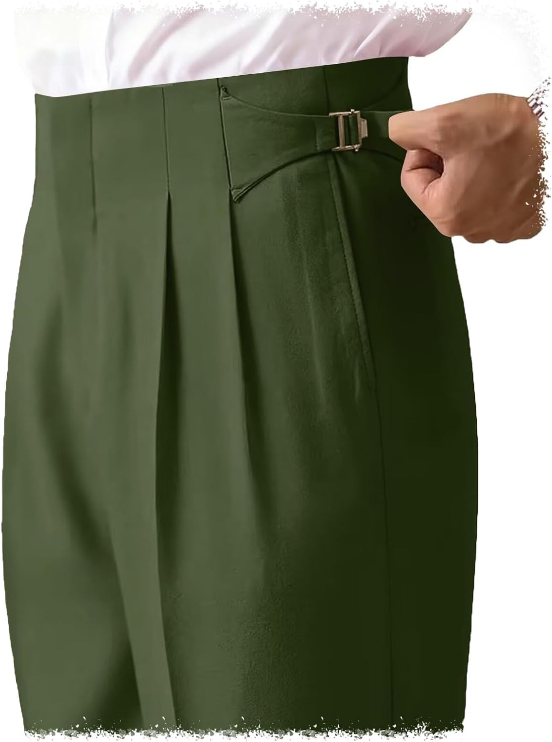 Mens High Waisted Dress Pants Pleated Front Bussiness Trouser Work Slacks