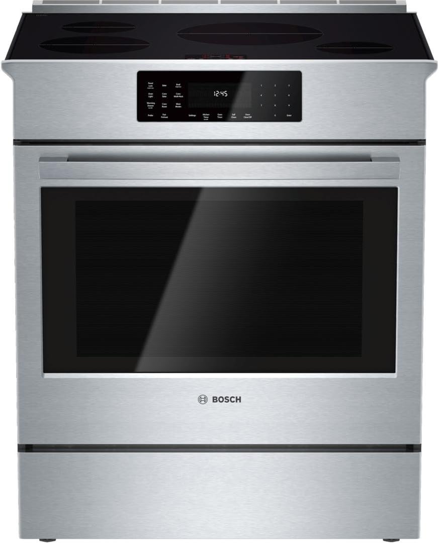 HII8055U 30 800 Series Induction Slide-In Range with 4 Cooktop Elements Induction Technology Warming Drawer SpeedBoost and Genuine European Convection in Stainless Steel