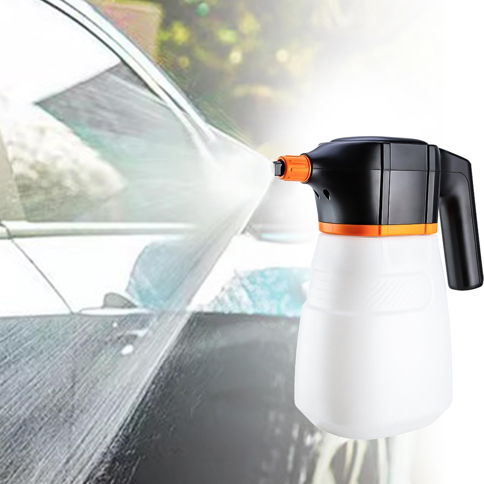 Spruzzatore di Schiuma Elettrico, Spruzzatore Pressurizzato, Spruzzatore Professionale Portatile da 2 Litri per Detailing, Pulizia E Cura Dell'aut, Bianco Arancione
