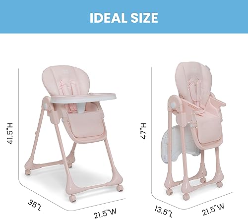Miniatura 3 de Little Folks by Delta Children - Silla alta SlimFold 2 en 1 para bebés y niños pequeños, color rosa