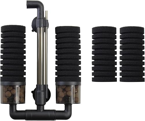 AQUANEAT Filtro de esponja accionado por aire, filtro silencioso para acuario con bolas de cerámica, para tanque de camarones Betta Fry, con 2