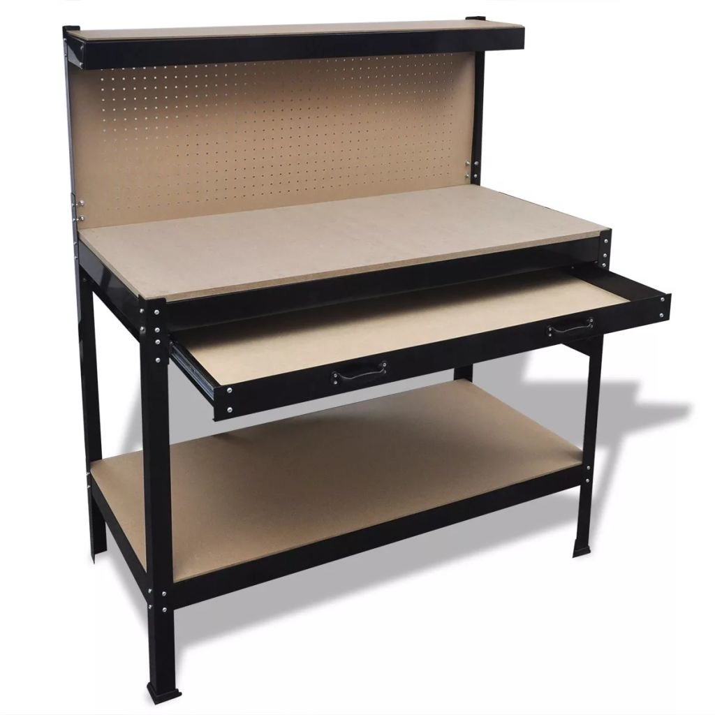 vidaXL Workbench with Pegboard and Drawer Station Garage Tool Storage