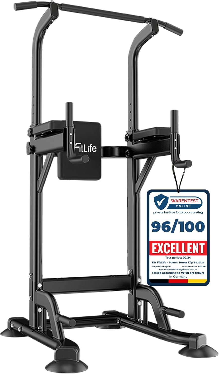 DH FitLife Power Tower Dip Station Sprzęt sportowy z drążkiem do podciągania, drążkami dip i plecami, stacją treningową, stacją fitness, rzymskim krzesłem kulturystycznym, Power Rack dla domu