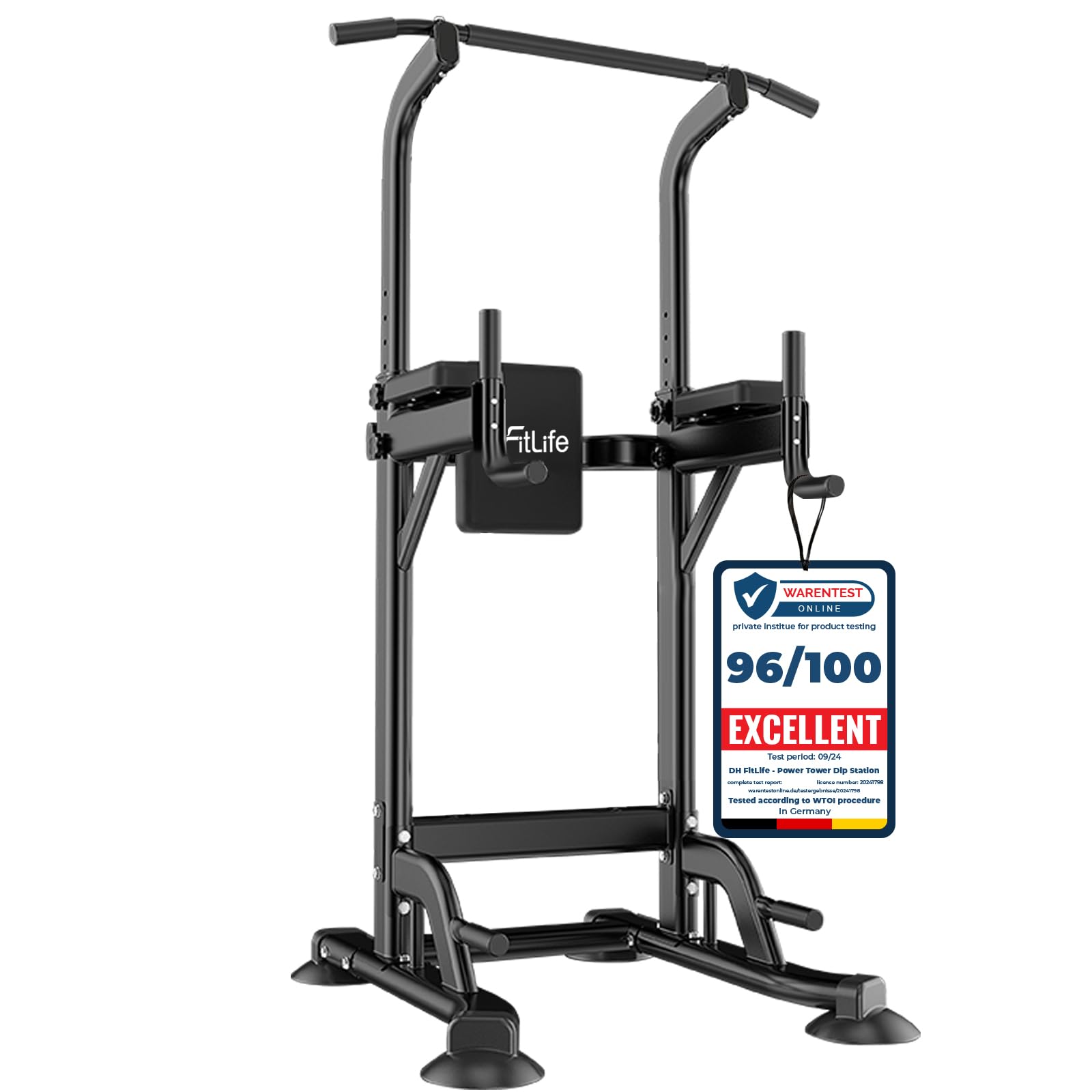 DH FitLife Power Tower Dip Station Sprzęt sportowy z drążkiem do podciągania, drążkami dip i plecami, stacją treningową, stacją fitness, rzymskim krzesłem kulturystycznym, Power Rack dla domu