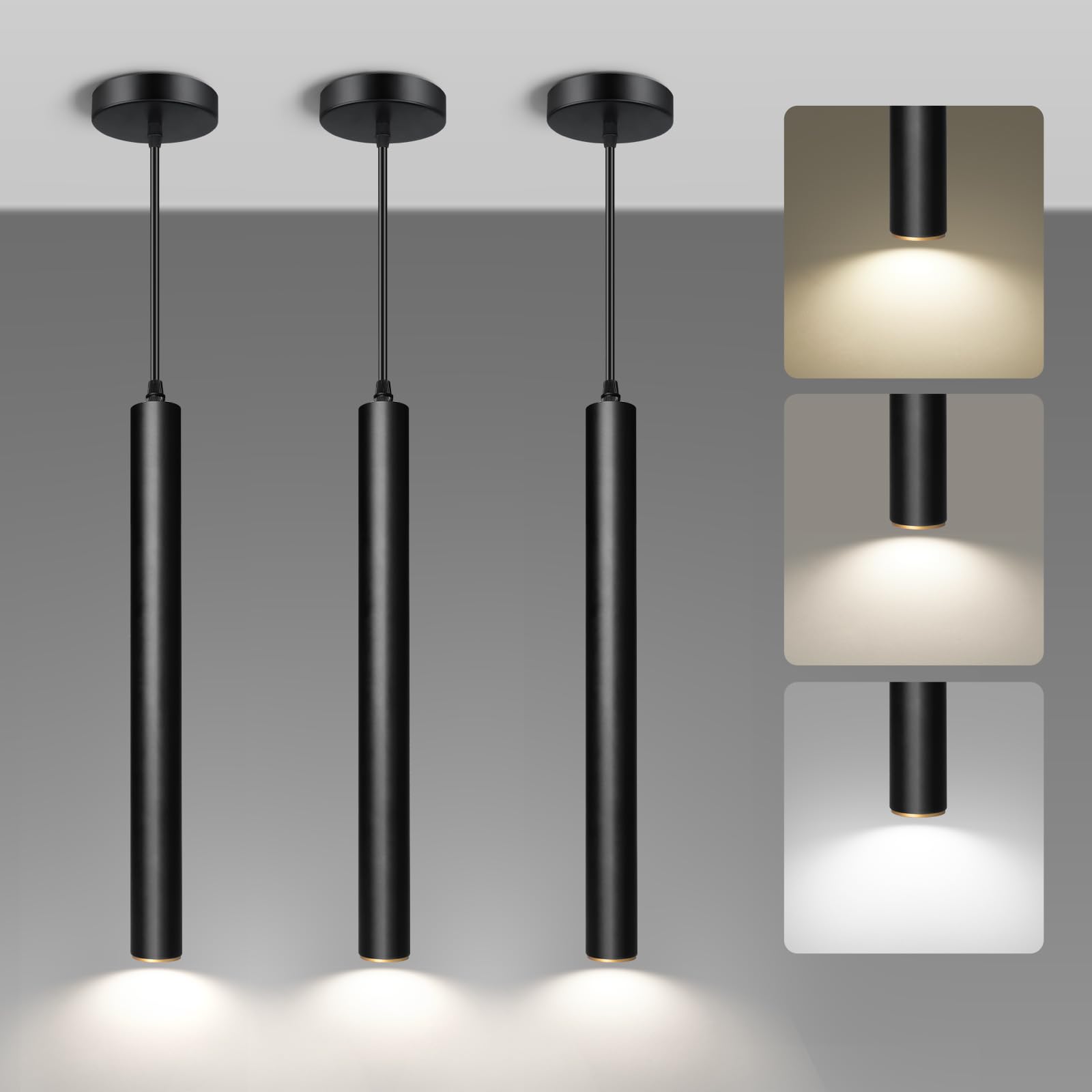 Photo 1 of OKELI 3-Pack Modern LED Pendant Light, Dimmable, Black