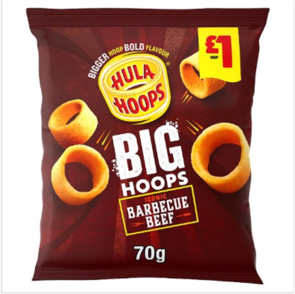 Hula Hoops Big Hoops BBQ Beef Crisps 70g PM x Case of 20
