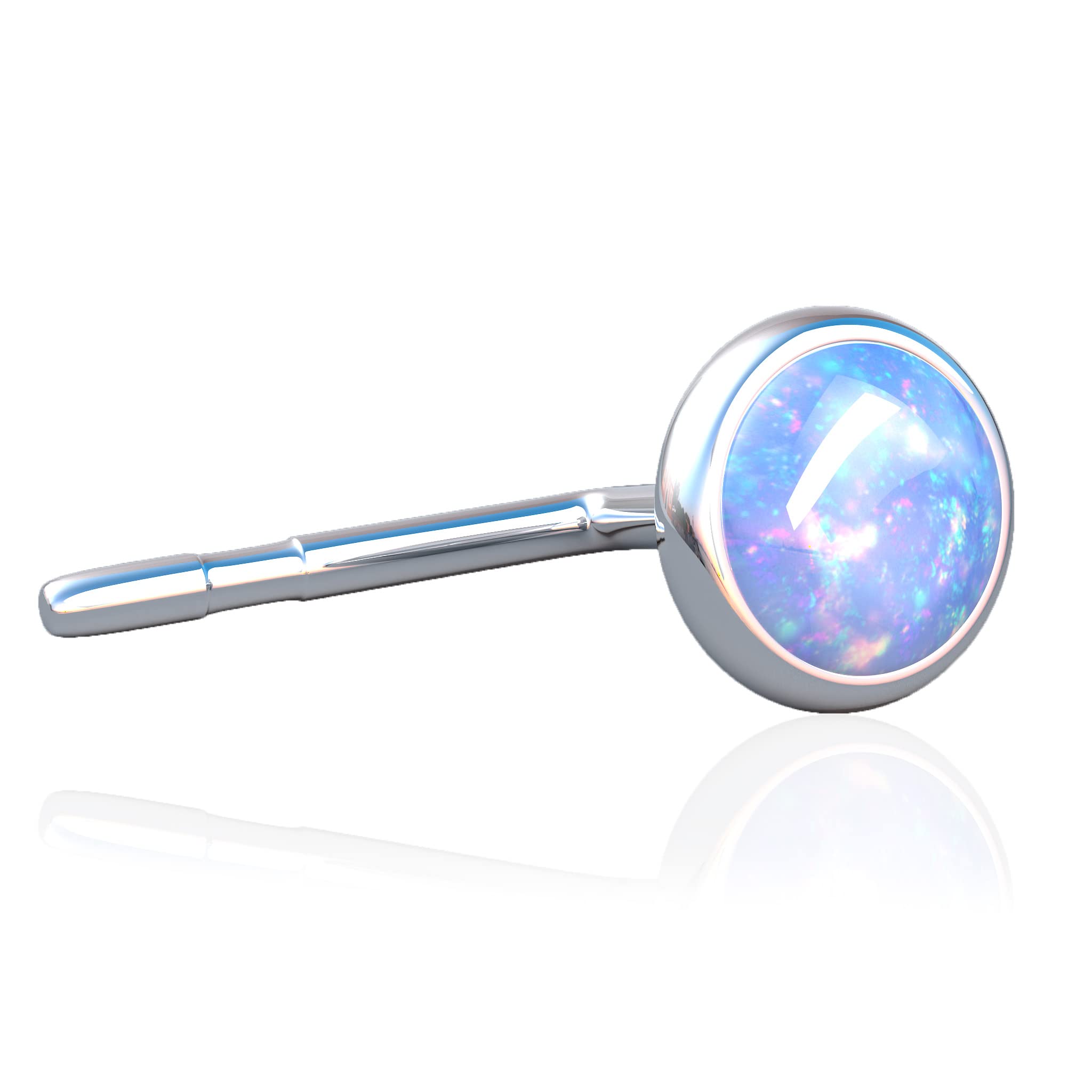 Light Blue Opal Nose Stud - 3mm Light Blue Opal piercing nose stud 22 gauge - Tiny Piercings Nose Rings L Shape - Opal nose post stud - 925 Silver Sterling