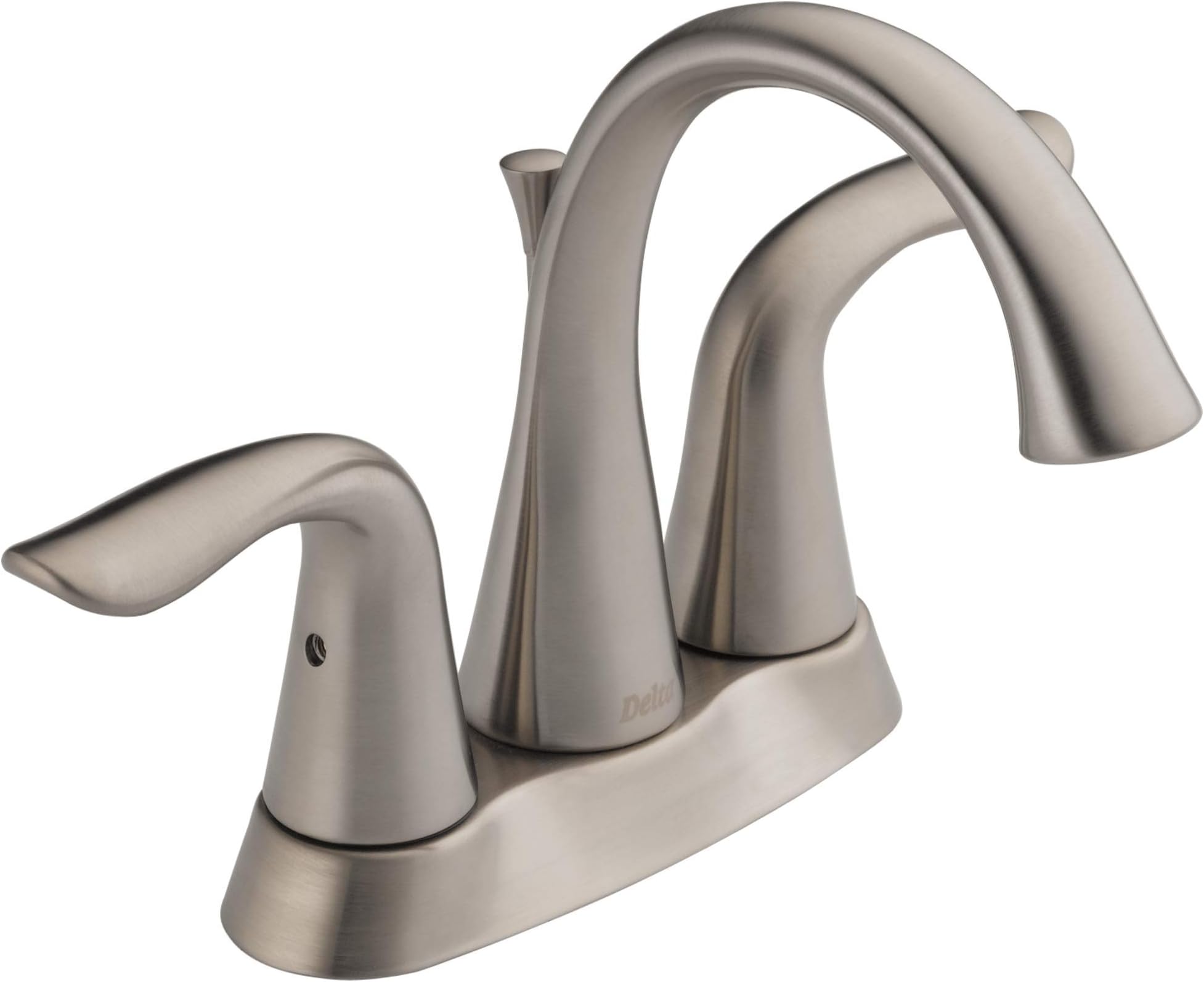 Lahara Centerset Brushed Nickel Bathroom Faucet, 4 Inch 3 Hole Bathroom Sink Faucet for Vanity, Metal Push-Pop Drain Assembly, Stainless 2538-SSMPU-DST