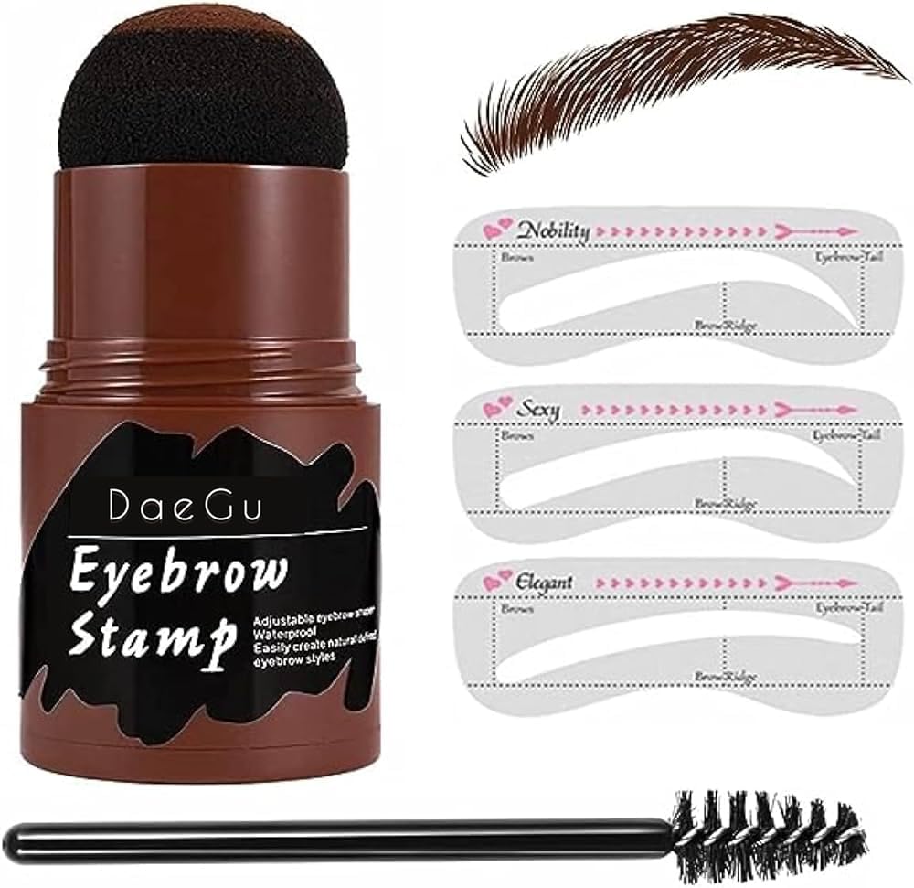 Eyebrow Stamp Stencil Kit One Step Brow Stamp Makeup Powder Reusable Eyebrow Stencils Shape Thicker and Fuller Brows Waterproof Long Lasting pack of 1 (Dark Brown)-image-13