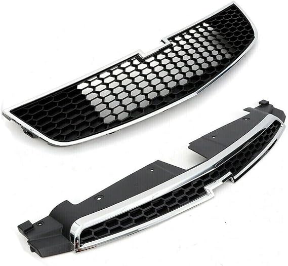 Front Bumper Upper Grille+ Lower Grill Set Compatible with 2011 2012 2013 2014 Chevy CRUZE Eco LS LT LTZ Black