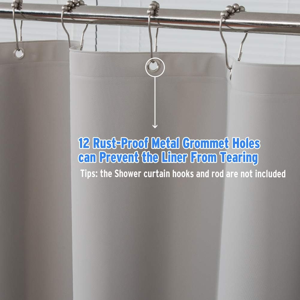 AmazerBath Plastic Shower Curtain, 72 x 72 Inches Grey EVA 8G Thick Bathroom Shower Curtains with Heavy Duty Clear Stones and Grommet Holes : Home & Kitchen