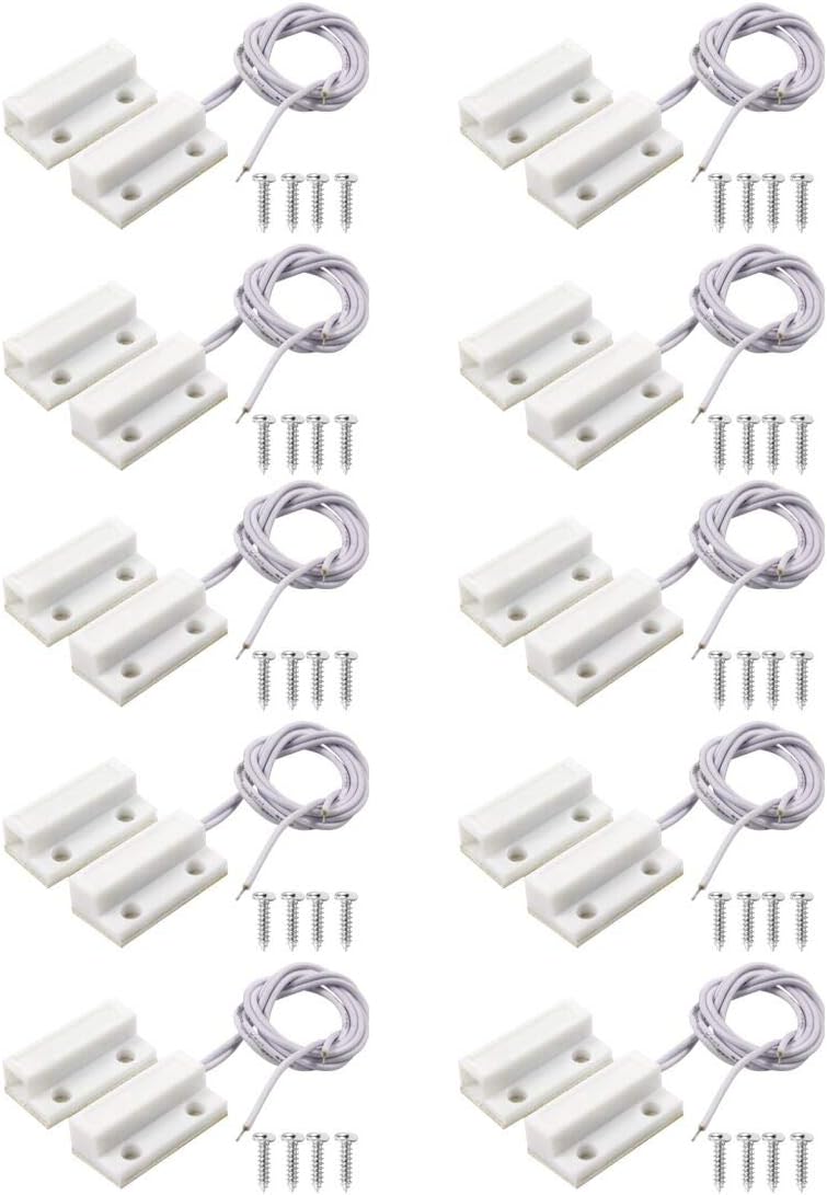 MC-38 Surface Mount Wired NC Door Sensor Alarm Magnetic Reed Switch White 10 Pair