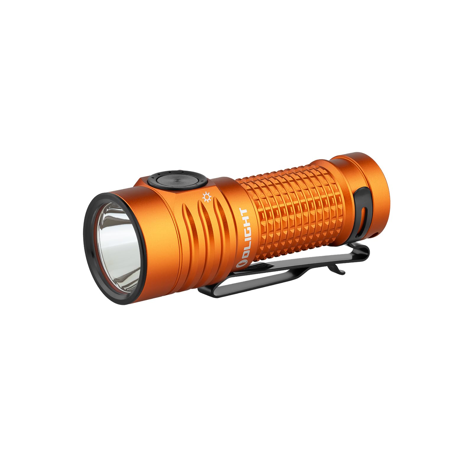 BatonTurbo Rechargeable EDC Flashlight 1000 Lumens Compact Bright LED Light Dual-Switches with 510 Meters, Powerful Pocket Flashlights with Two-Way Clip for Home, Hiking and Emergency (Orange)