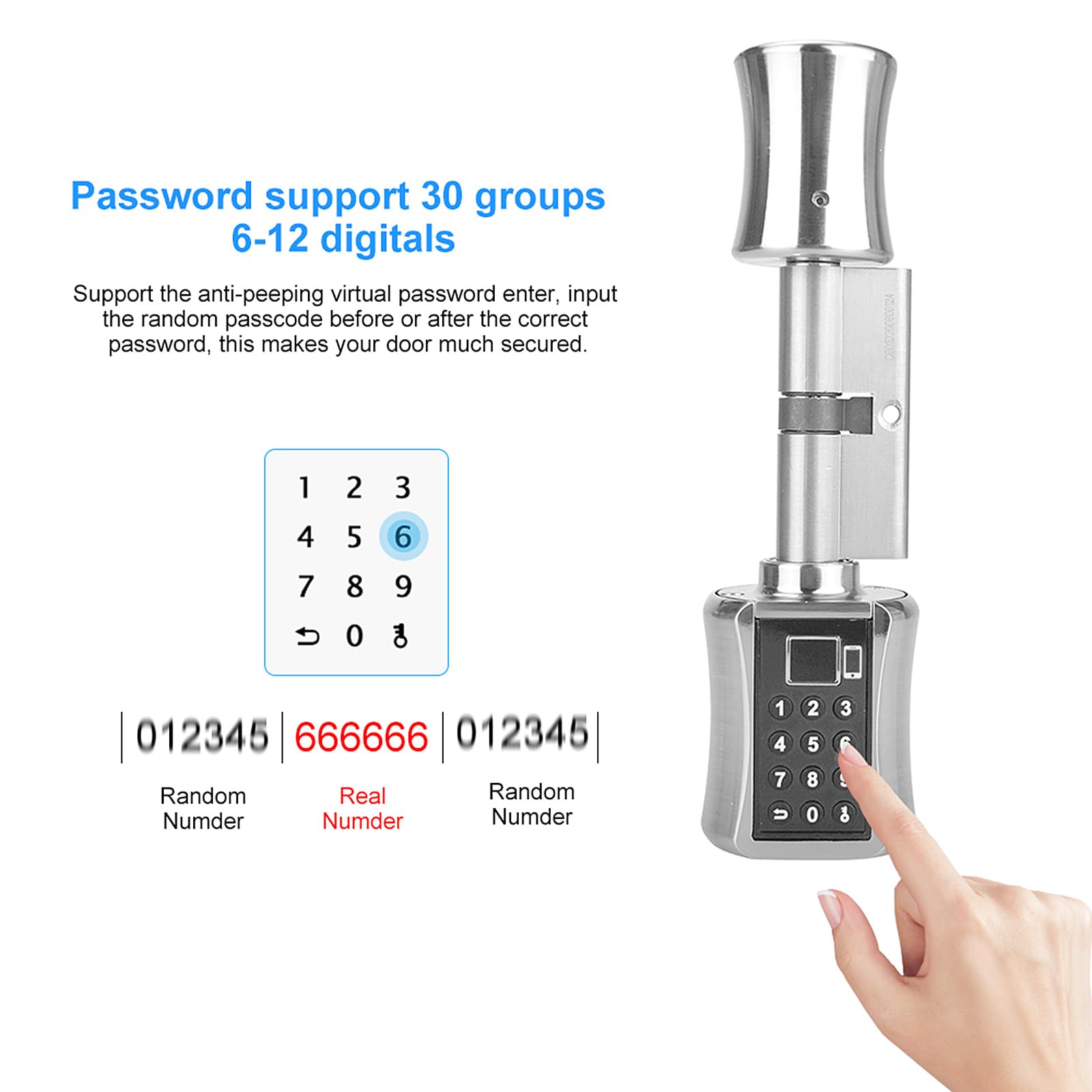 Smart Lock APP Keyless Electronic Door with Fingerprint BT Password Key Security Core