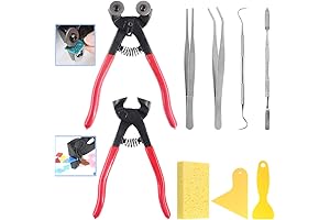Glarks 9Pcs Professional Wheeled Glass Mosaic Nippers and Tile Cutter Pliers with...