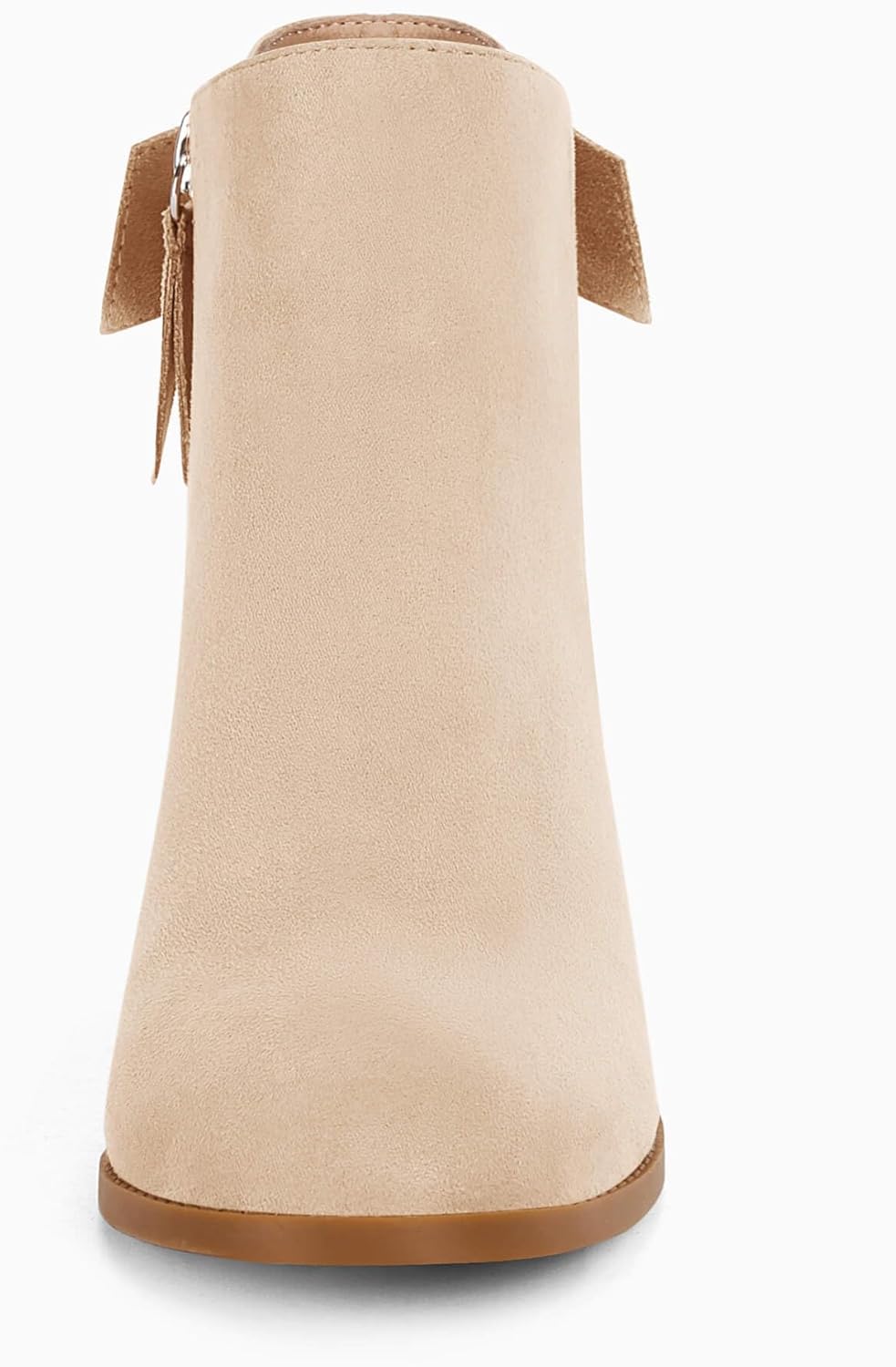 Coutgo Women's Fall Ankle Boots Shoes Chunky Block Stacked Heel Bow Tie Pointed Toe Dress Booties Side Zipper - Image 7