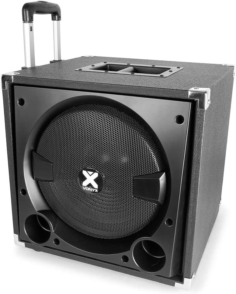 Vonyx VX800BT active subwoofer with trolley handle extended