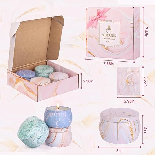 Miniatura 6 de Velas de soja para mujeres, juego de velas de aromaterapia, paquete de 4 velas de higos de 4.4 onzas de lavanda, vainilla y limón para el hogar,