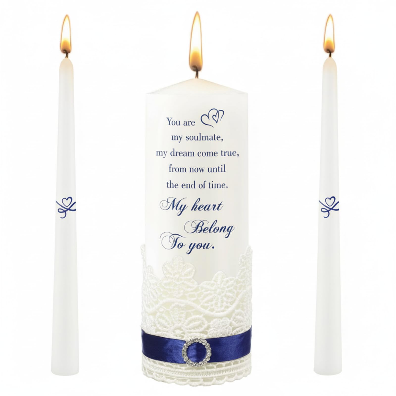 Unity - Juego de velas de ceremonia de boda, velas religiosas católicas, juegos de ceremonia de arena de boda cruzada, accesorios de boda para ceremonia, velas cónicas extragrandes (estilo corazón)
